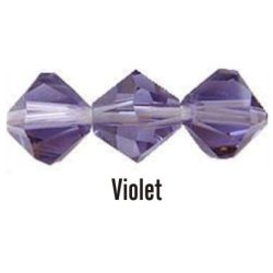 Kúpos kristálygyöngy, 4mm, violet, 100 db/csomag