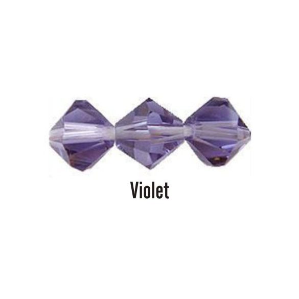 Kúpos kristálygyöngy, 4mm, violet, 100 db/csomag