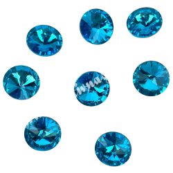 Kristály rivoli, aquamarine, 12mm, 8 db/csomag