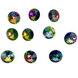 Kristály rivoli, crystal vitrail medium, 10mm, 10 db/csomag