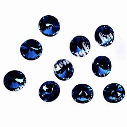 Kristály rivoli, dark sapphire, 10 mm, 10 db/csomag