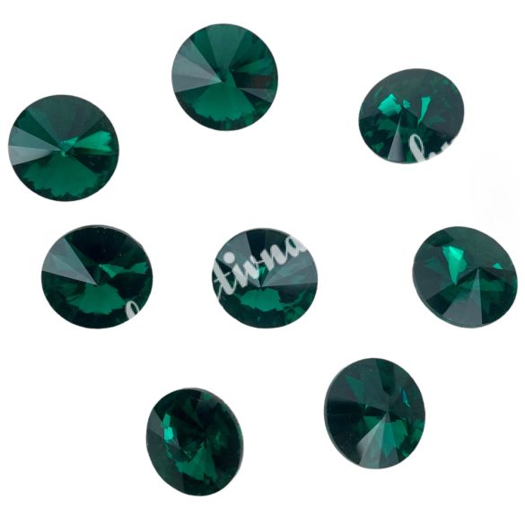 Kristály rivoli, emerald, 12mm, 8 db/csomag