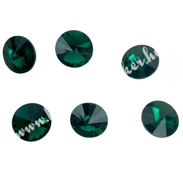 Kristály rivoli, emerald, 14mm, 6 db/csomag