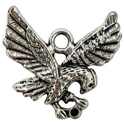   Strasszolható fémmedál, sas, platina, 27x2,5x25 mm, 5 db/csomag