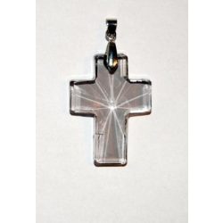   Üvegmedál medáltartóval, kereszt, 40x30mm, crystal AB, 1 db/csomag