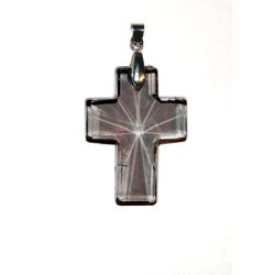   Üvegmedál medáltartóval, kereszt, 40x30mm, crystal SSHA, 1 db/csomag