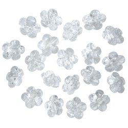   Fűzhető műanyag 5 szirmú virág, színtelen, 25x25 mm, 20 db/csomag
