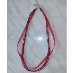   Organza és viaszolt zsinór nyaklánc, 51cm bordó, 10 db/csomag