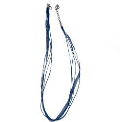   Organza és viaszolt zsinór nyaklánc, 51cm, búzavirágkék, 10 db/csomag