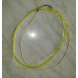   Organza és viaszolt zsinór nyaklánc, 51cm, citromsárga, 10 db/csomag