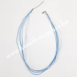   Organza és viaszolt zsinór nyaklánc, 51cm, égkék, 10 db/csomag