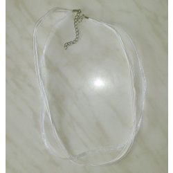   Organza és viaszolt zsinór nyaklánc, 45 cm, fehér, 10 db/csomag