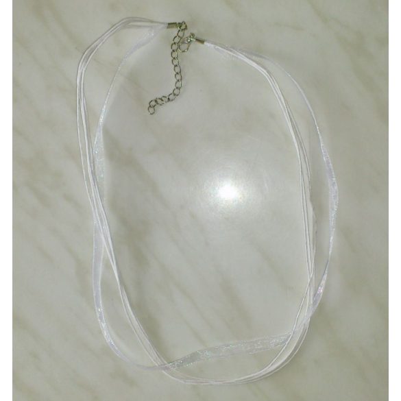 Organza és viaszolt zsinór nyaklánc, 45 cm, fehér, 10 db/csomag