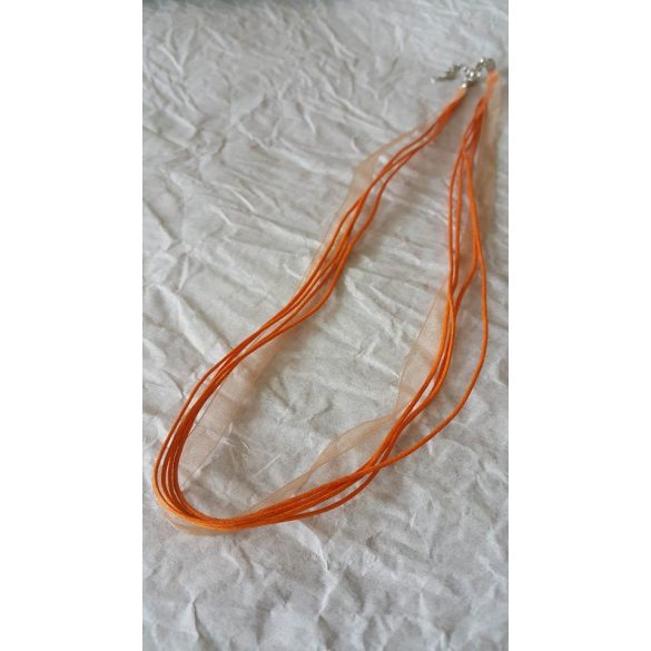 Organza és viaszolt zsinór nyaklánc,51 cm,narancs-krém, 10 db/csomag