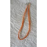 Organza és viaszolt zsinór nyaklánc,51 cm,narancs-krém, 10 db/csomag