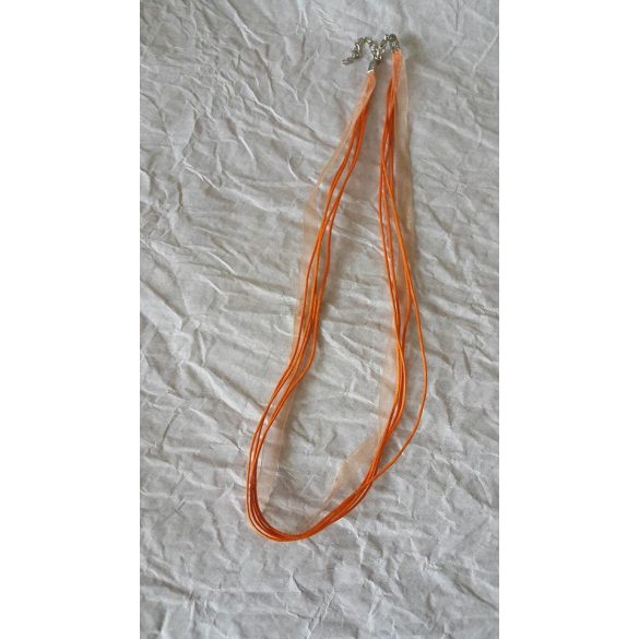 Organza és viaszolt zsinór nyaklánc,51 cm,narancs-krém, 10 db/csomag