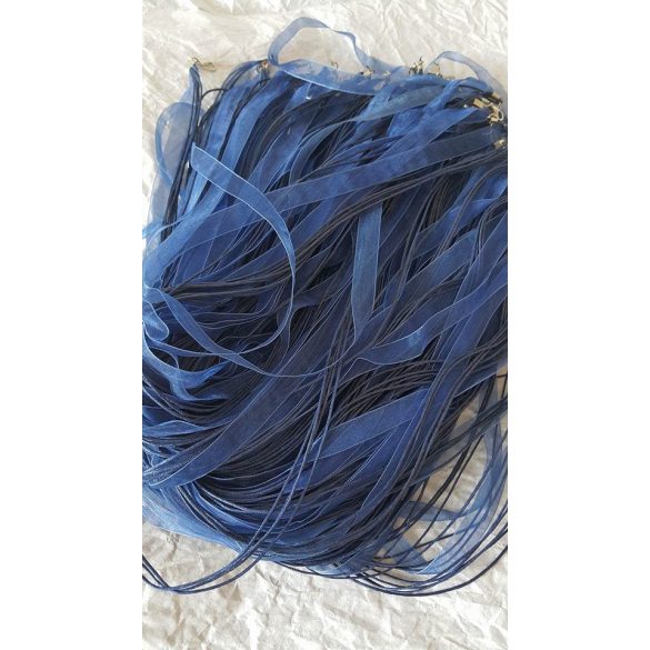 Organza és viaszolt zsinór nyaklánc,51 cm,sötétkék, 10 db/csomag