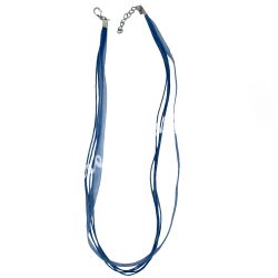   Organza és viaszolt zsinór nyaklánc, 51 cm, sötétkék-világoskék, 10 db/csomag