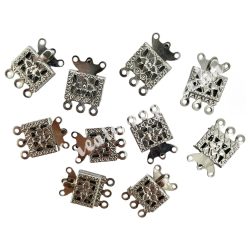 Nyelves zár, platina, 15x3x10 mm, 10 db/csomag