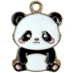Fémmedál, panda, 17x23 mm, 3 db/csomag