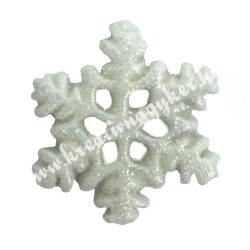   Ragasztható resin hópehely, csillámos ekrü, 2x2 cm, 50 db/csomag