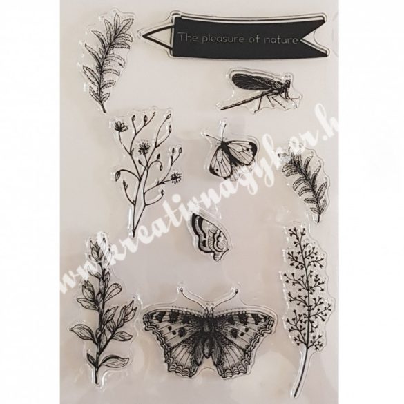 Szilikon pecsételő Növények, pillangók, szitakötő, 11x16 cm