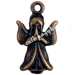 Fémmedál, angyal, bronz, 13x2x22 mm, 10 db/csomag