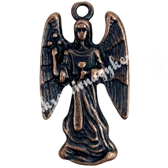 Fémmedál, angyal, bronz, 15x2x25 mm, 10 db/csomag
