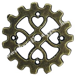   Fémmedál, fogaskerék, antikréz, 18x1,5x18 mm, 10 db/csomag