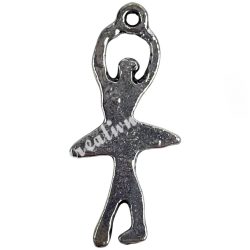 Fémmedál, balerina, platina, 13x2x26 mm, 10 db/csomag