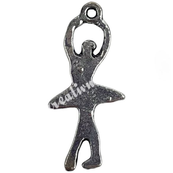 Fémmedál, balerina, platina, 13x2x26 mm, 10 db/csomag