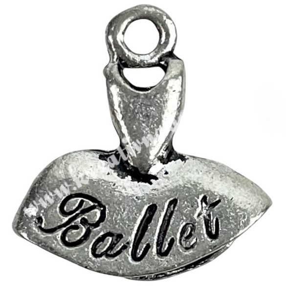 Fémmedál, balerina szoknya, platina, 15x3x15 mm, 10 db/csomag