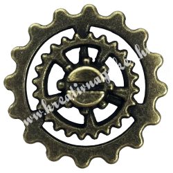 Fémmedál, fogaskerék, antikréz, 22x4x22 mm, 10 db/csomag