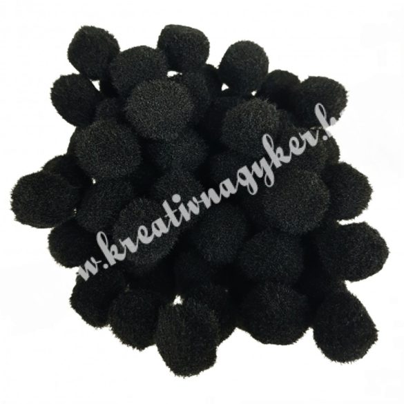 Pompon, fekete, 10 mm, 100 db/csomag