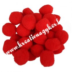 Pompon, piros, 20 mm, 100 db/csomag