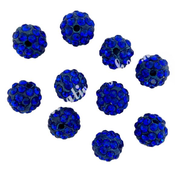 Kristály shamballa, cobalt blue, 10 mm, 10 db/csomag