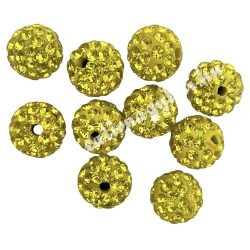 Kristály shamballa, lemon yellow, 10 mm, 10 db/csomag