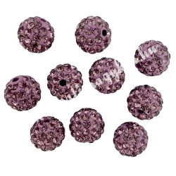 Kristály shamballa, light amethyst, 10 mm, 10 db/csomag