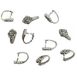   Strasszos medáltartó, rombusz, platina, 6x8x11 mm, 10 db/csomag