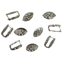   Strasszos medáltartó, szem, platina, 7,5x7x13 mm, 10 db/csomag