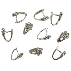   Strasszos medáltartó, virág, platina, 6x8x11 mm, 10 db/csomag