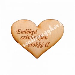 Szív faforma, Emléked..., 5x3,8cm,5 darab/csomag