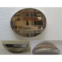   Üvegmedál furat nélkül, ovális, 31x22x10mm, light smooky topáz, 1 db/csomag