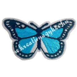 Vasalható matrica, pillangó, kék, 7,5x4,5 cm, 5 db/csomag